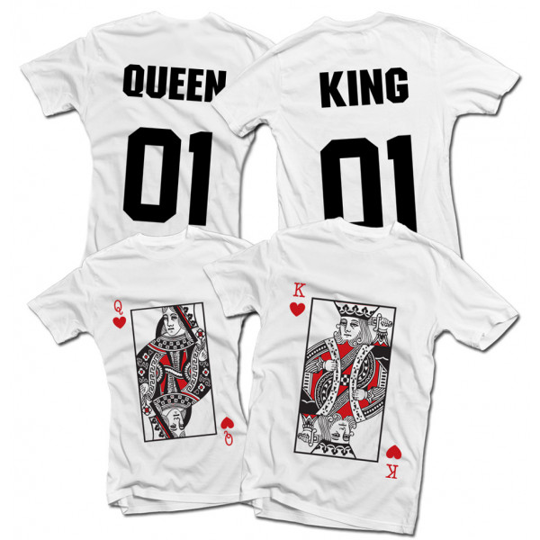 Póló szett "King & Queen" felirat elől és hátul Póló szett "King & Queen" felirat elől és hátul