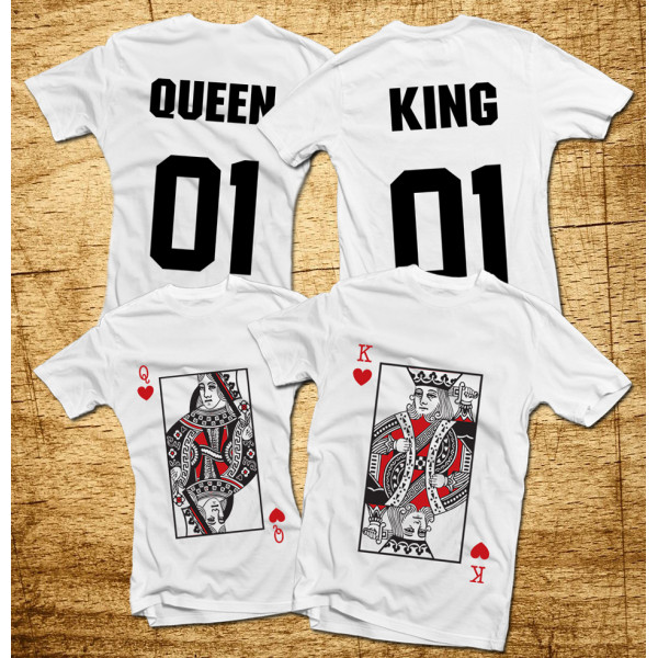 Póló szett "King & Queen" felirat elől és hátul Póló szett "King & Queen" felirat elől és hátul