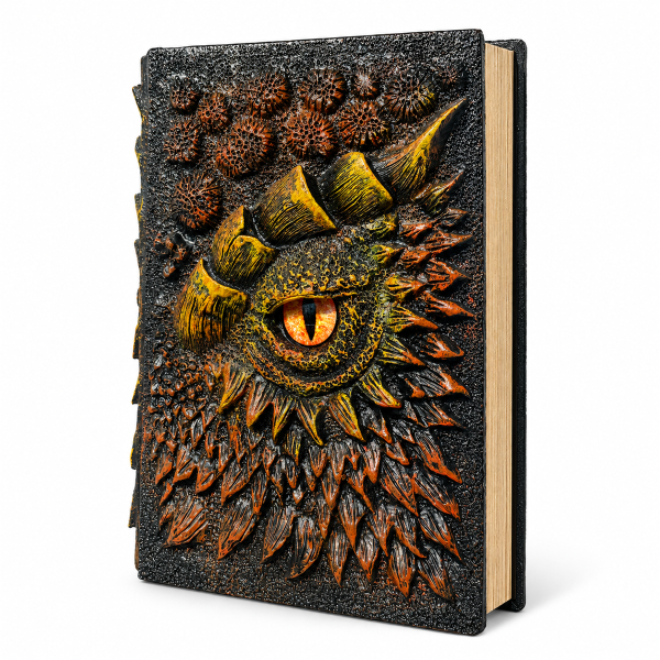3D-s sárkányszemmel díszített jegyzetfüzet: „The Dark Book”