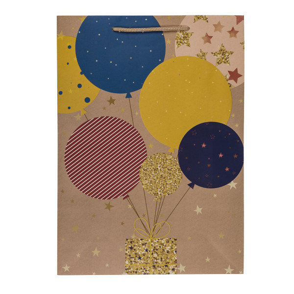 Papír ajándéktáska "Balloons and candles" (34,5x25x8,5cm)