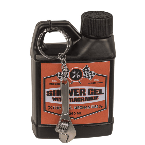 Univerzális tusfürdő férfiaknak „Motor Oil” (260 ml) + kulcstartó