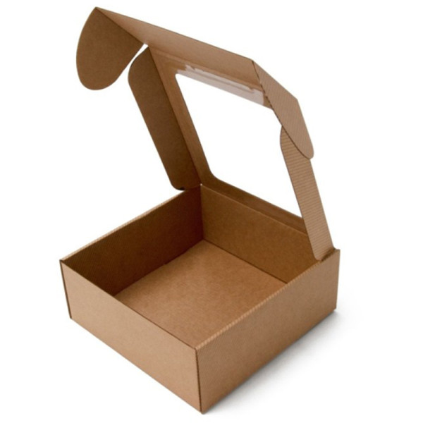 Stílusos négyzet alakú ajándékdoboz, barna 220x220x90mm