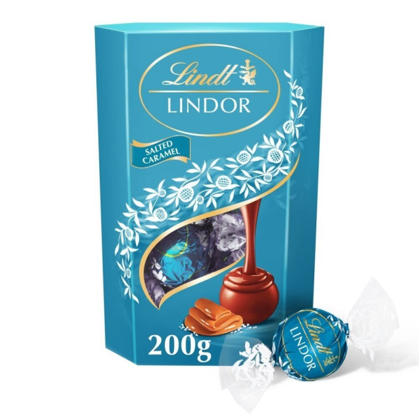 LINDT LINDOR tejcsokoládé trüffel sózott karamellával, 200 g