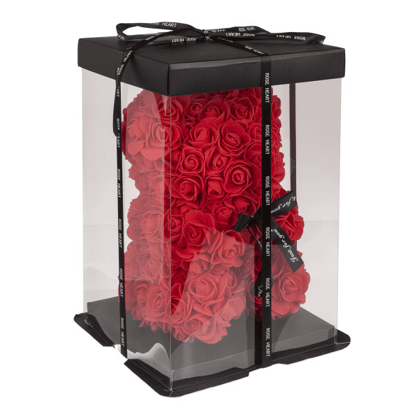 Rózsaszín medve, piros (25 cm)