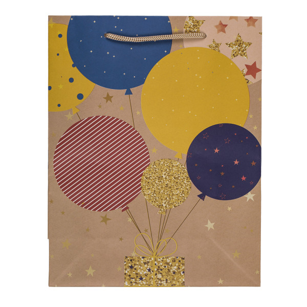 Papír ajándéktáska "Balloons and candles" (23x18x8cm)