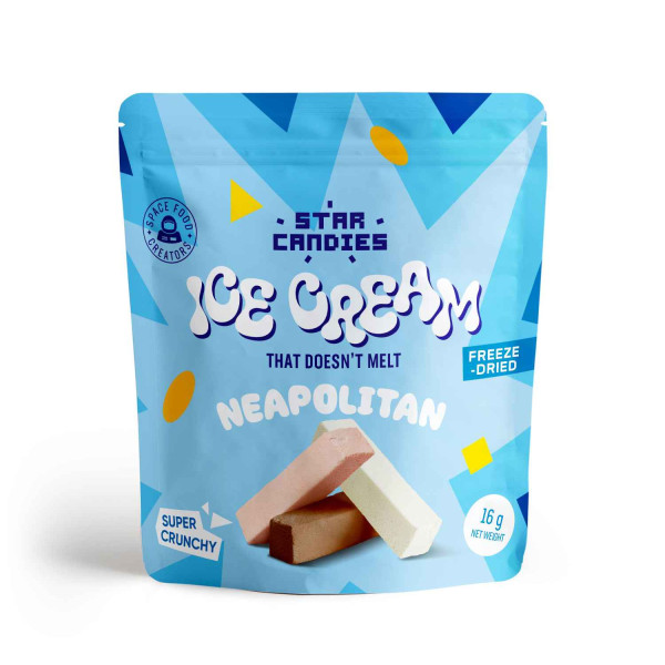STAR CANDIES fagyasztva szárított jégkrém NEAPOLITAN (vanília, csokoládé, eper), 16 g STAR CANDIES fagyasztva szárított jégkrém NEAPOLITAN (vanília, csokoládé, eper), 16 g
