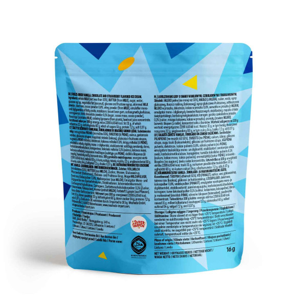 STAR CANDIES fagyasztva szárított jégkrém NEAPOLITAN (vanília, csokoládé, eper), 16 g STAR CANDIES fagyasztva szárított jégkrém NEAPOLITAN (vanília, csokoládé, eper), 16 g