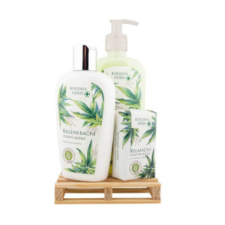 Kozmetikai ajándékcsomag "Kender SPA" (Folyékony szappan 300 ml + Testápoló 250 ml + Szappan 100 g)