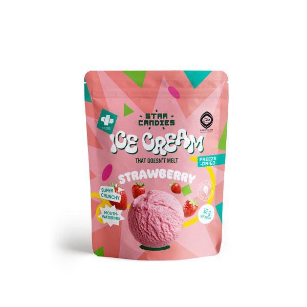 STAR CANDIES fagyasztva szárított eperfagylalt, 16 g STAR CANDIES fagyasztva szárított eperfagylalt, 16 g