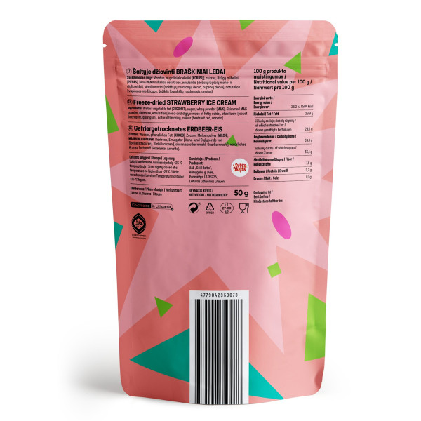 STAR CANDIES fagyasztva szárított eperjégkrém, 50g STAR CANDIES fagyasztva szárított eperjégkrém, 50g
