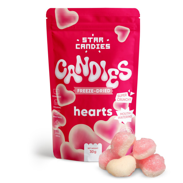 STAR CANDIES fagyasztva szárított gumicukor "Szívek", 30 g
