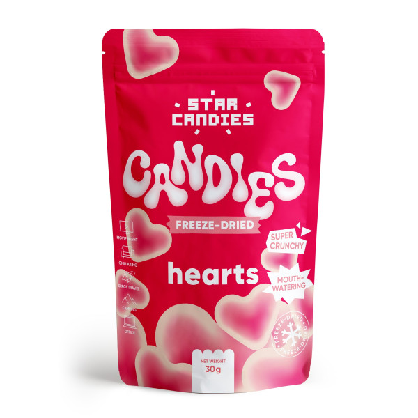 STAR CANDIES fagyasztva szárított gumicukor "Szívek", 30 g