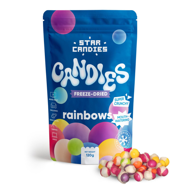 STAR CANDIES fagyasztva szárított cukorkák "Szivárvány", 120 g STAR CANDIES fagyasztva szárított cukorkák "Szivárvány", 120 g