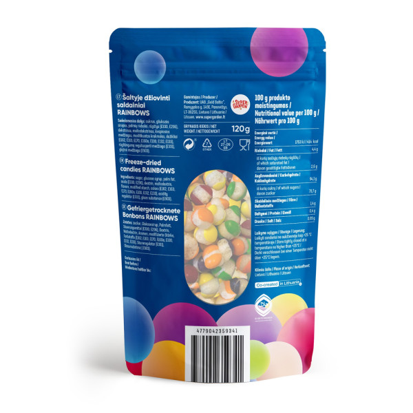 STAR CANDIES fagyasztva szárított cukorkák "Szivárvány", 120 g STAR CANDIES fagyasztva szárított cukorkák "Szivárvány", 120 g