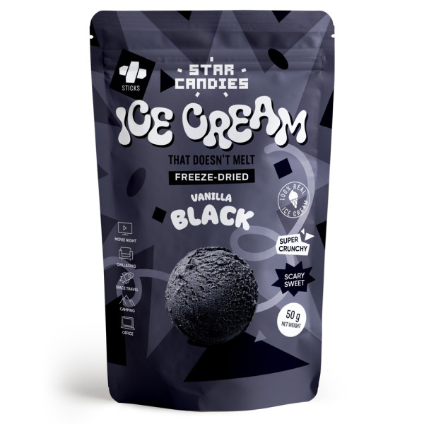 STAR CANDIES fagyasztva szárított vanília fekete fagylalt, 50 g