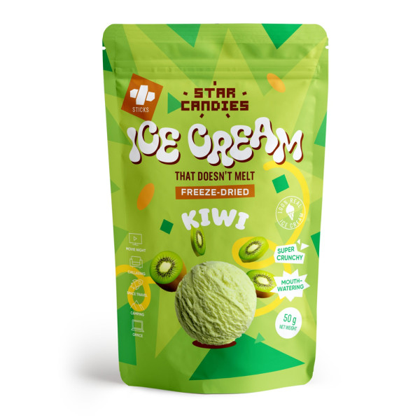 STAR CANDIES fagyasztva szárított kivi ízű fagylalt, 50g STAR CANDIES fagyasztva szárított kivi ízű fagylalt, 50g