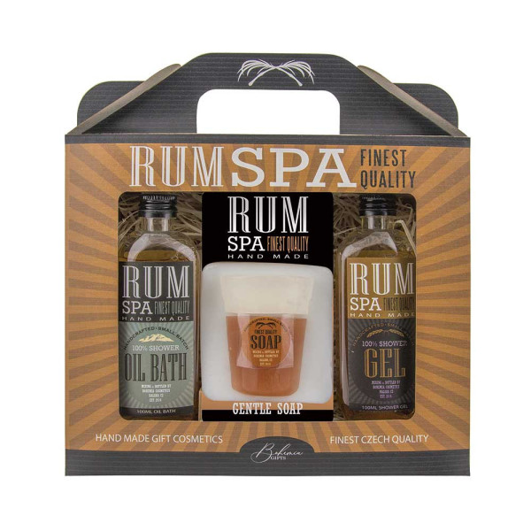 Kozmetikai ajándékcsomag "RUM SPA" – tusfürdő (100 ml), habfürdő (100 ml), kézmosó (70 g) Kozmetikai ajándékcsomag "RUM SPA" – tusfürdő (100 ml), habfürdő (100 ml), kézmosó (70 g)