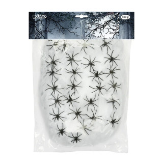XXL pókháló 25 pókkal (fehér) (500 g)