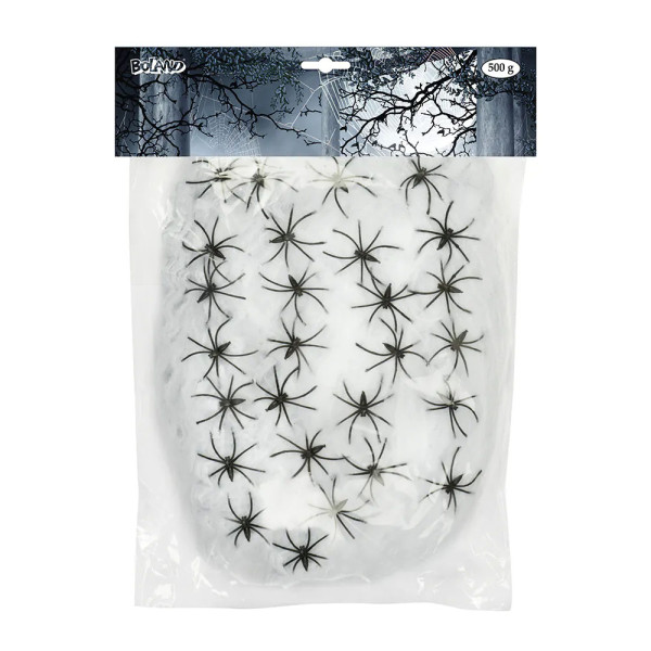 XXL pókháló 25 pókkal (fehér) (500 g)