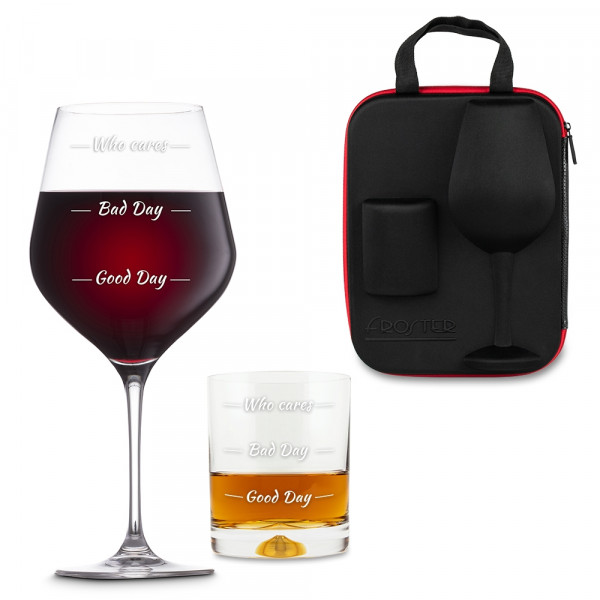 Bor és whiskey pohár szett "Kit érdekel"