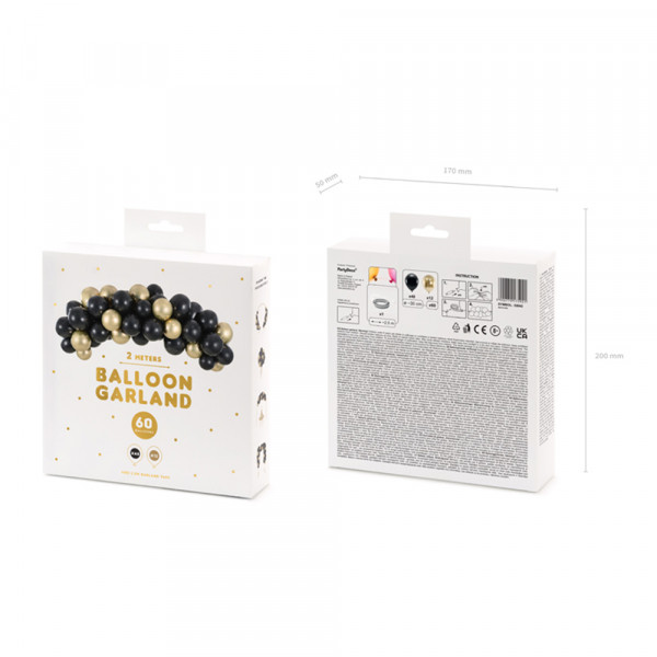 Lufifüzér "Fekete és arany" (60 db., 200 cm)