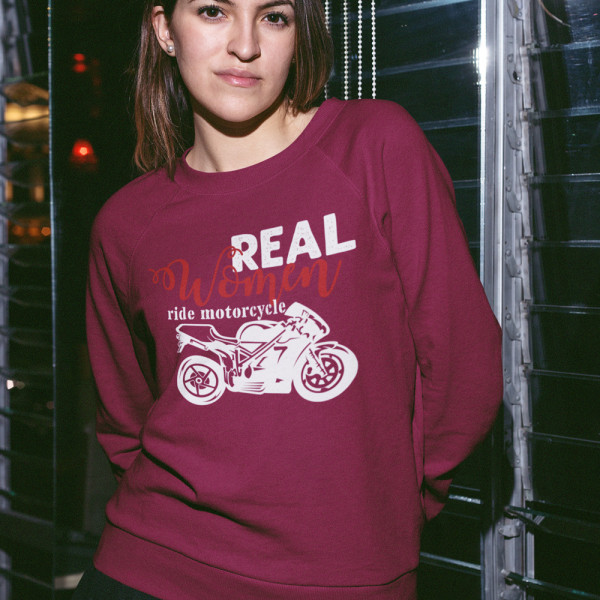 Pulóver "Real women ride motorcycle" (kapucni nélkül)