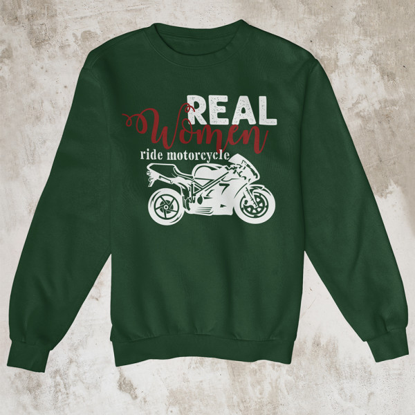 Pulóver "Real women ride motorcycle" (kapucni nélkül)