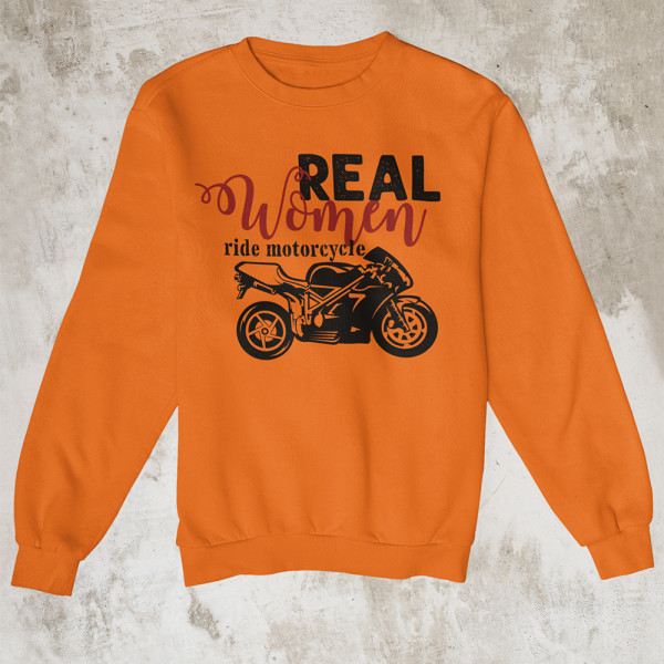 Pulóver "Real women ride motorcycle" (kapucni nélkül)
