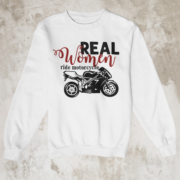 Pulóver "Real women ride motorcycle" (kapucni nélkül)