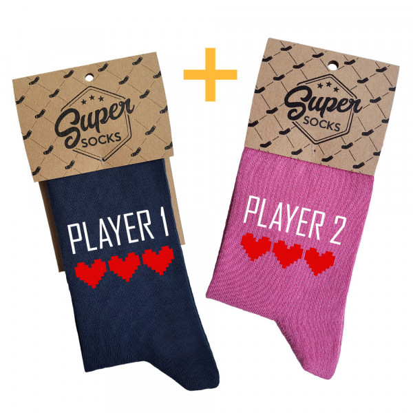 Páros zokni szett "Player 1 and Player 2"