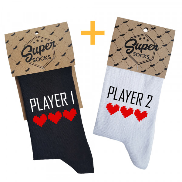 Páros zokni szett "Player 1 and Player 2"