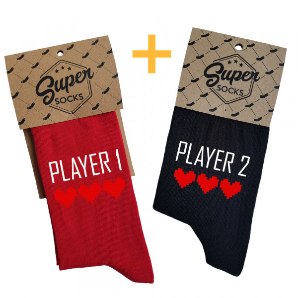 Páros zokni szett "Player 1 and Player 2"