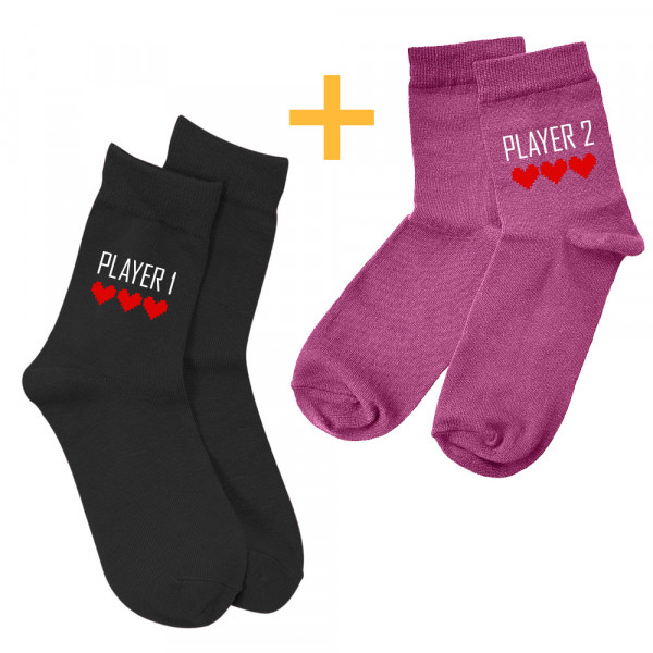 Páros zokni szett "Player 1 and Player 2"
