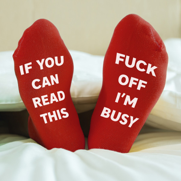 Zokni nyomtatott talppal "Fuck off, I'm busy"
