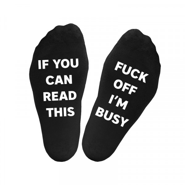 Zokni nyomtatott talppal "Fuck off, I'm busy"