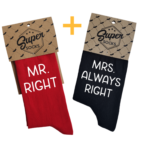 Páros zokni szett "Mr. Right & Mrs. Always Right" Páros zokni szett "Mr. Right & Mrs. Always Right"