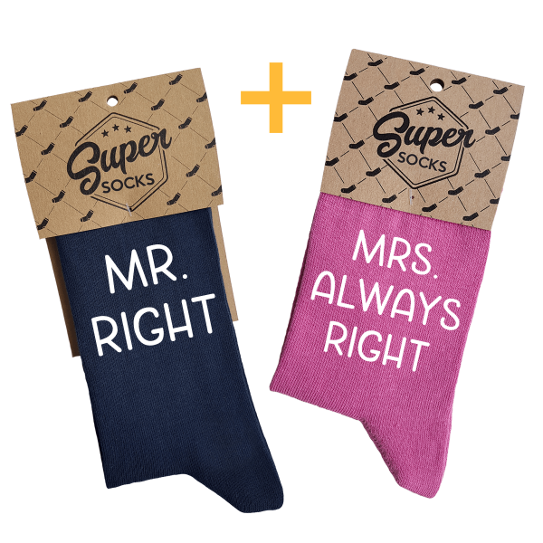 Páros zokni szett "Mr. Right & Mrs. Always Right" Páros zokni szett "Mr. Right & Mrs. Always Right"