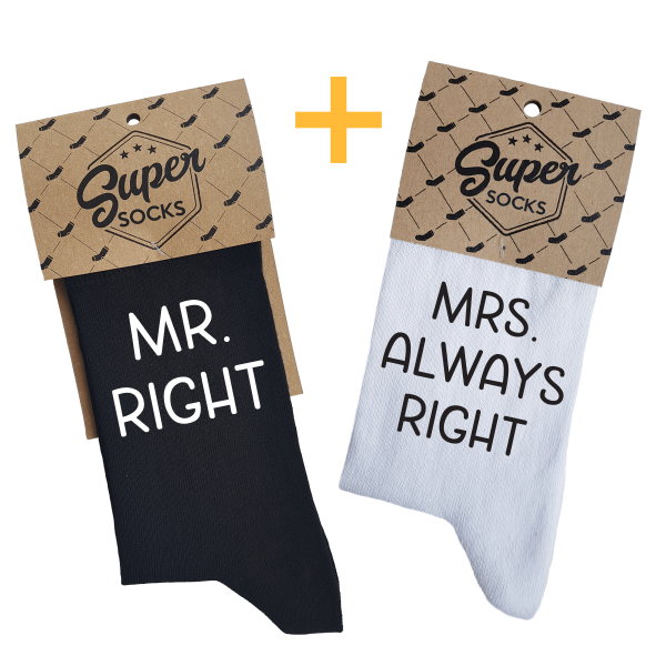 Páros zokni szett "Mr. Right & Mrs. Always Right" Páros zokni szett "Mr. Right & Mrs. Always Right"