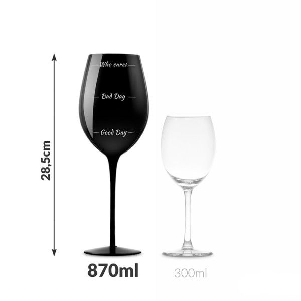 Óriási fekete borospohár szett „Who Cares” Óriási fekete borospohár szett „Who Cares”