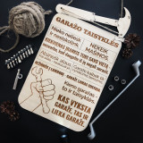 Gravírozott fatábla "Garázsszabályok"