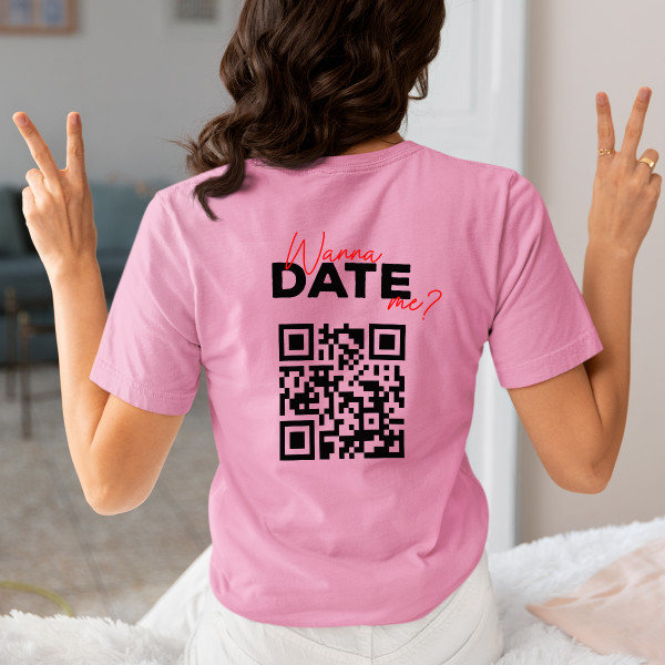 Akarsz randizni velem? női póló személyre szabott QR-kóddal