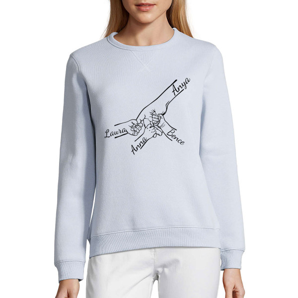 "Anya és gyermekei" pasztell pulóver, kiválasztott gyermeknevekkel 