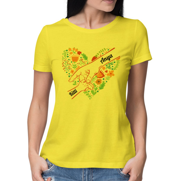 "Anya szíve" női póló, kiválasztott gyermeknevekkel