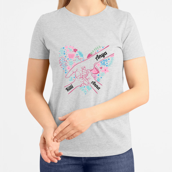 "Anya szíve" női póló, kiválasztott gyermeknevekkel