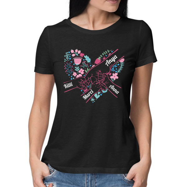 "Anya szíve" női póló, kiválasztott gyermeknevekkel