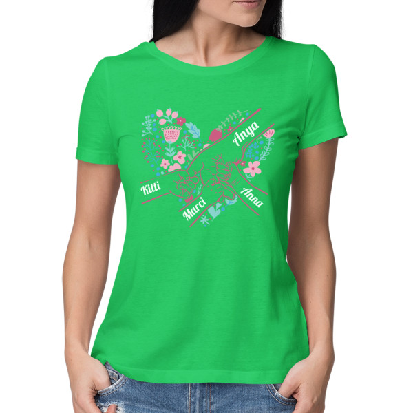 "Anya szíve" női póló, kiválasztott gyermeknevekkel