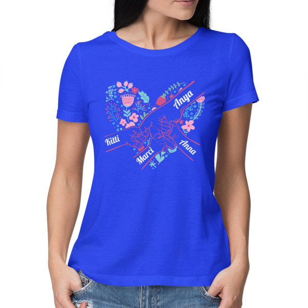 "Anya szíve" női póló, kiválasztott gyermeknevekkel