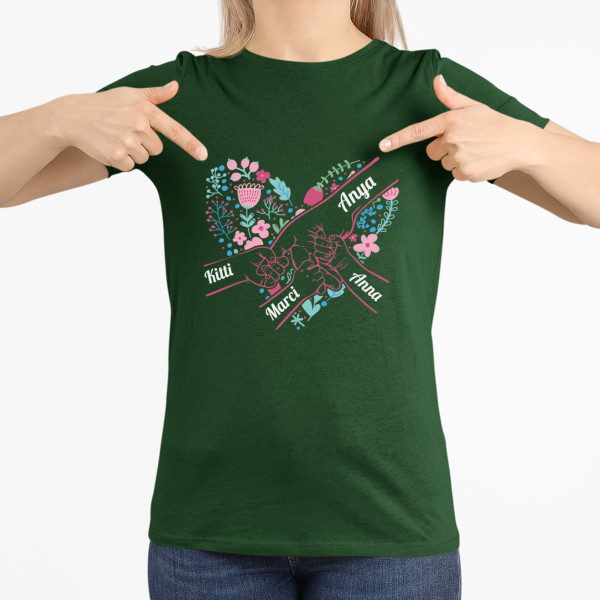 "Anya szíve" női póló, kiválasztott gyermeknevekkel