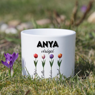 "Anya virágai" kerámia edény a gyerekek nevével