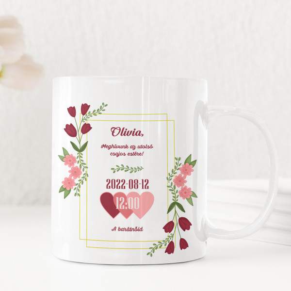 Bögre "Lánybúcsú meghívó"